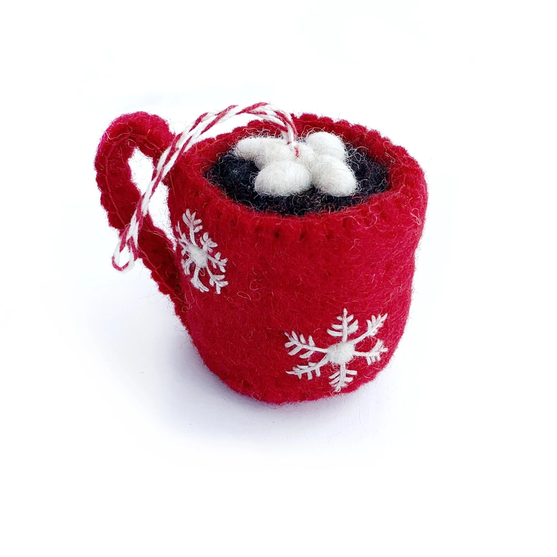 Handmade Felt Wool Hot Chocolate Mug Christmas Ornament - Perfect for Holiday Tree Decor, DIY Gifts & Winter Home Decoration