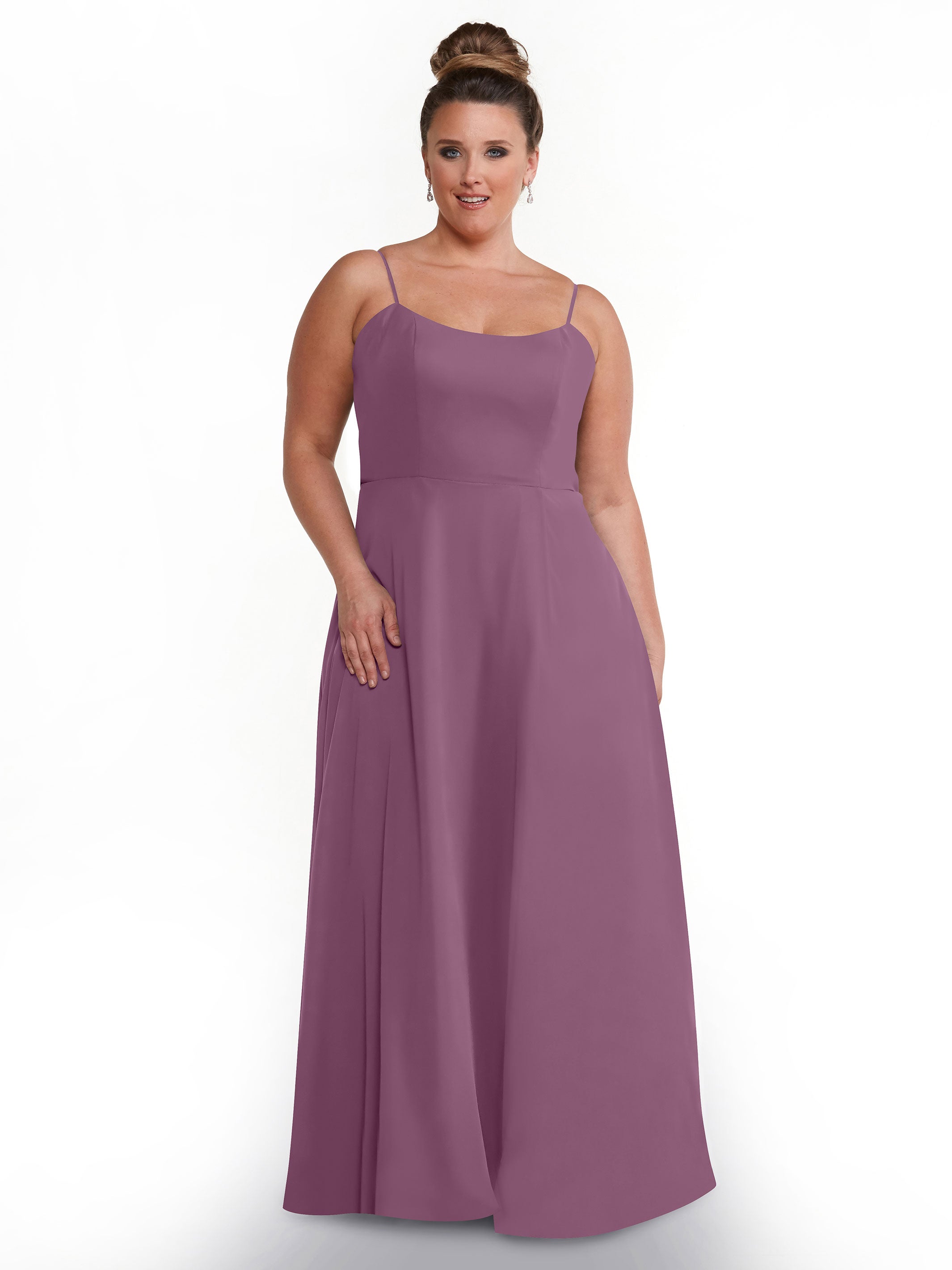 Elegant A-Line Bridesmaid Dress with Flowy Chiffon Skirt & Thigh High Slit - Perfect for Weddings, Formal Events & Special Occasions