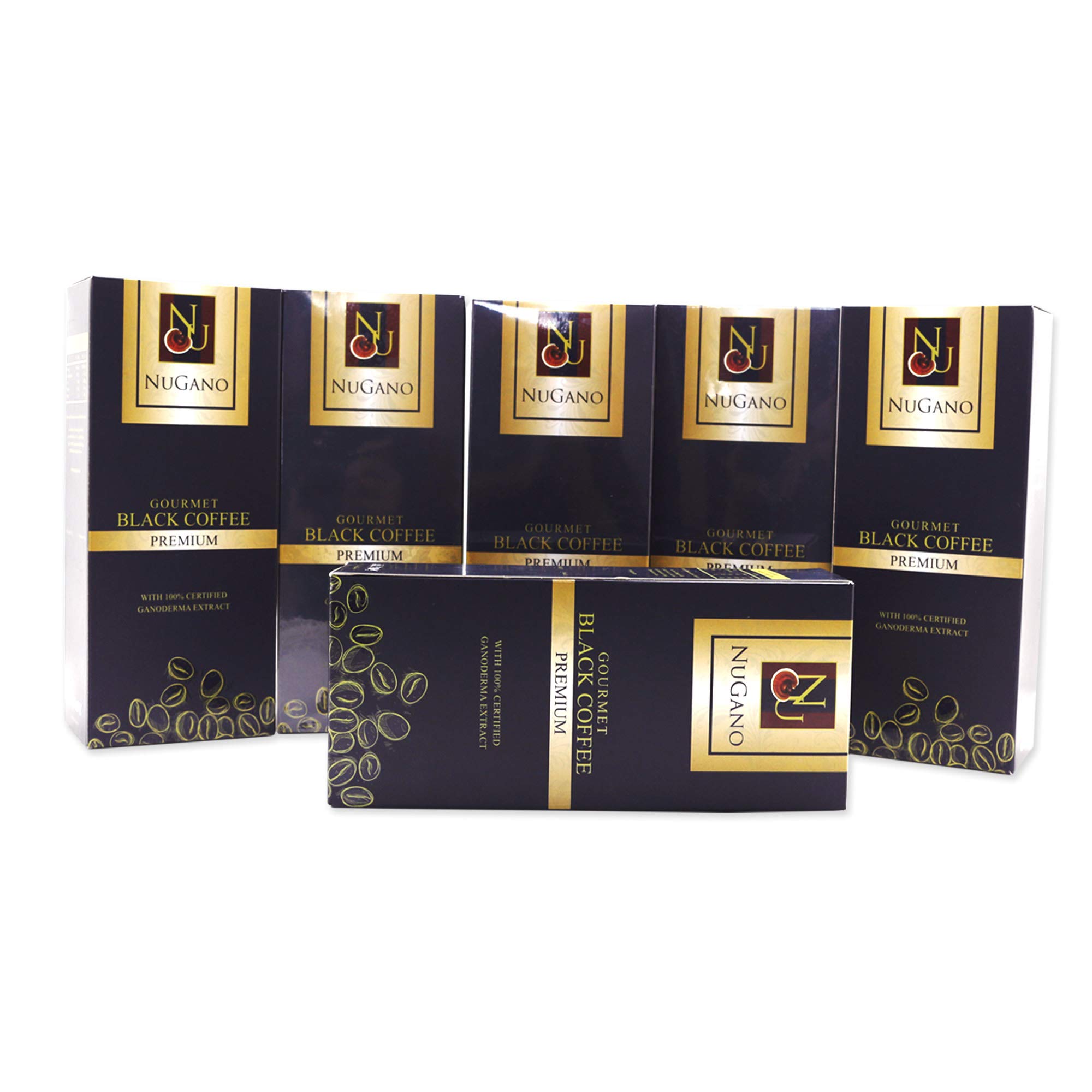 Nugano Ganoderma Instant Black Coffee - Low Caffeine (6 Boxes, 30 Sachets/Box) | Antioxidant Rich Coffee Alternative for Energy & Focus | Perfect for Office, Travel & Wellness Routines