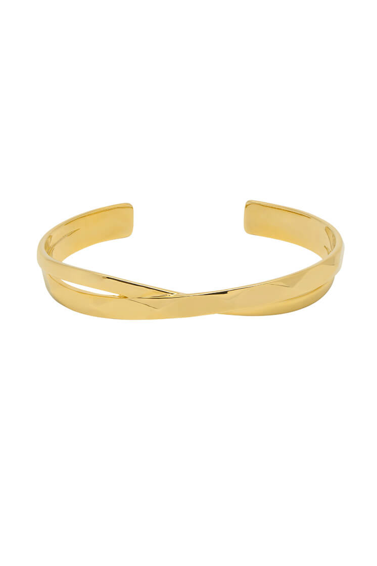 Faceted Texture Crossover Open Cuff Bangle Bracelet for Women - Elegant Fashion Jewelry for Parties, Weddings & Everyday Wear