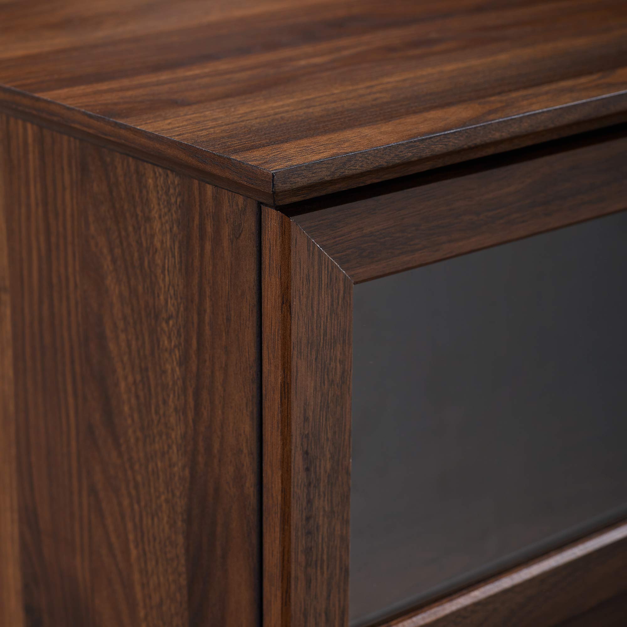 Walker Edison 58 Inch Modern Farmhouse TV Stand with 2 Cabinet Doors - Wood & Glass Entertainment Center for 65