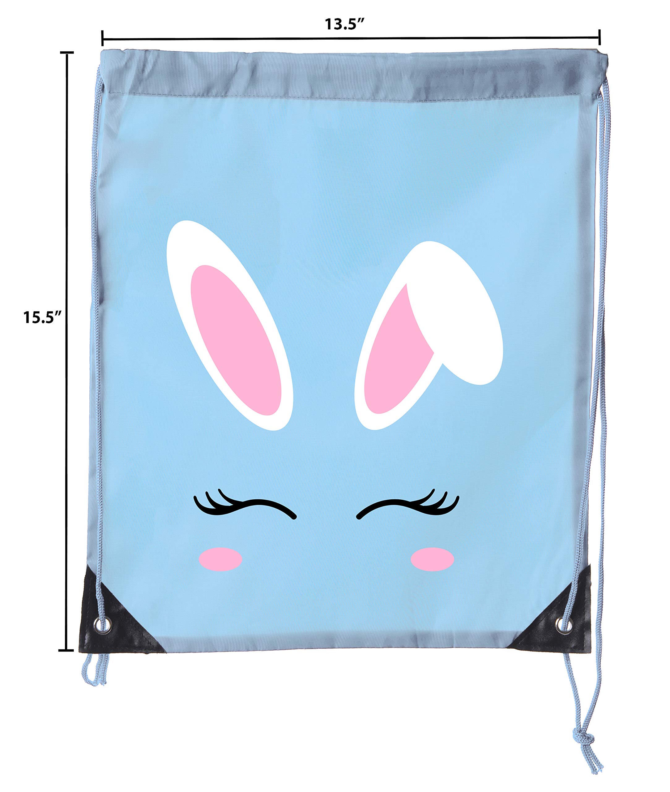 Easter Basket Bags - Bulk Drawstring Backpacks for Easter Party Favors & Goodie Bags with Cute Bunny Face Design | Perfect for Easter Egg Hunts, Classroom Treats & Spring Celebrations