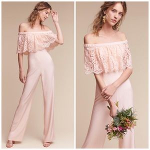 BHLDN Theia Mila Jumpsuit in Blush - Elegant Wedding Guest Outfit & Special Occasion Romper