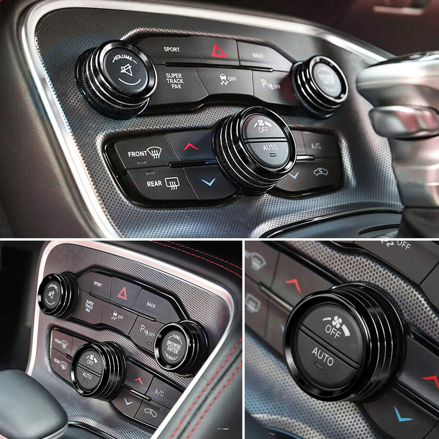 Dodge Challenger Charger Chrysler 300 300s 2015-2024 & Ram 2013-2018 AC Switch Knob - Black Aluminum Alloy HVAC Control Button Replacement - Perfect Interior Upgrade for Car Enthusiasts