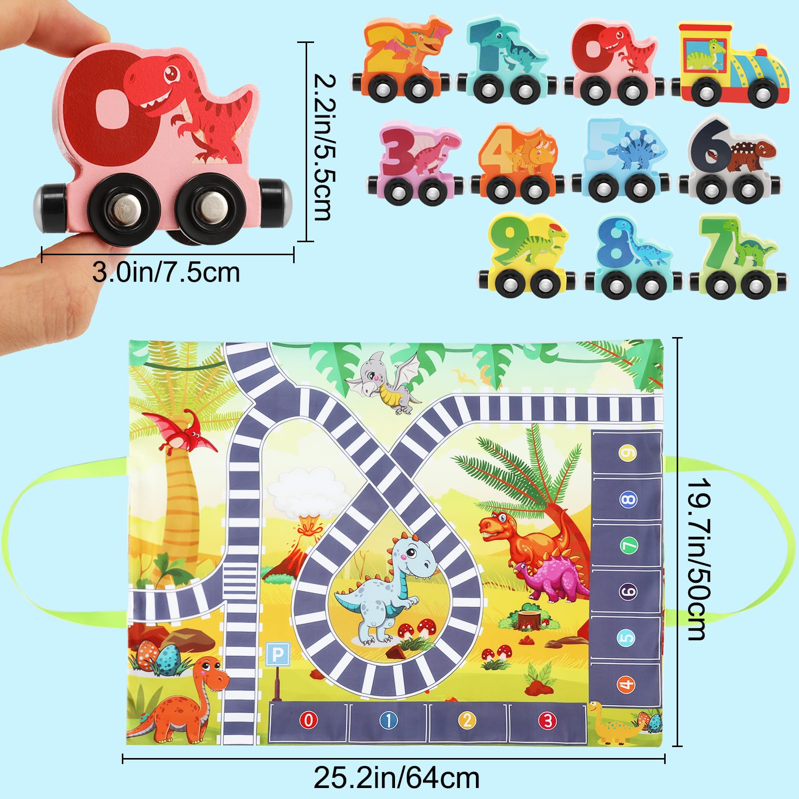 Wooden Dinosaur Magnetic Train Set for Toddlers Age 2-5 | STEM Learning Toys for Kids | Dinosaur Train Toys with Magnetic Cars | Perfect for Preschool Playtime & Birthday Gifts