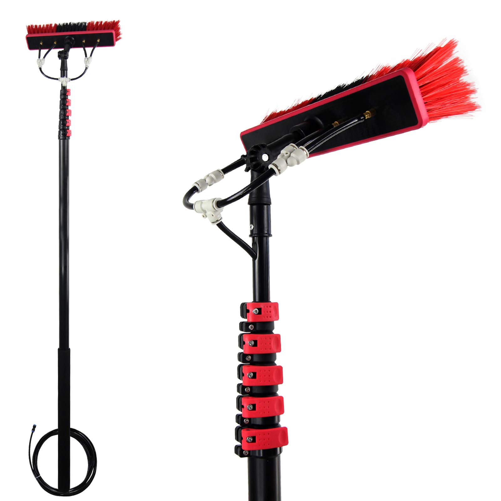 Wgwioo Telescopic Window Cleaner Kit with 18ft Extendable Pole - Water Wash Brush for Windows, Solar Panels & Glass Surfaces - Perfect for Home, Office & High-Rise Building Cleaning