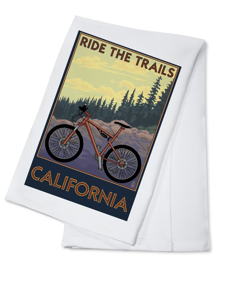 California Mountain Bike Scene - 100% Cotton Tea Towel Set | Decorative Kitchen & Hand Towels for Home | Perfect for Cycling Enthusiasts & Cabin Decor