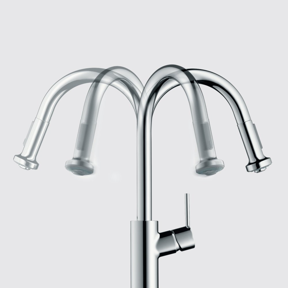 hansgrohe Citterio M Chrome High Arc Pull Down Kitchen Faucet with Magnetic Docking Spray Head, Durable Chrome Finish, Ideal for Modern Kitchen Sinks and Food Prep Stations