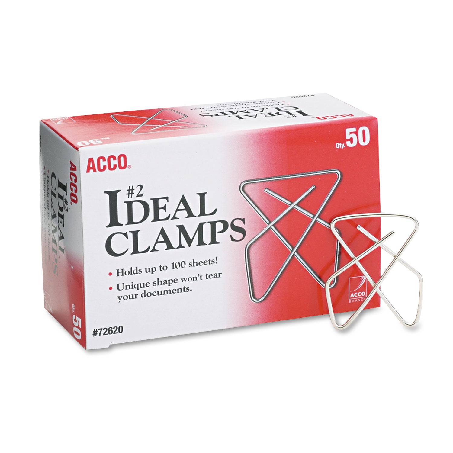 ACCO Ideal Clamps #2 - Smooth Silver Paper Clips, 50/Box - Perfect for Office, School & Home Organization