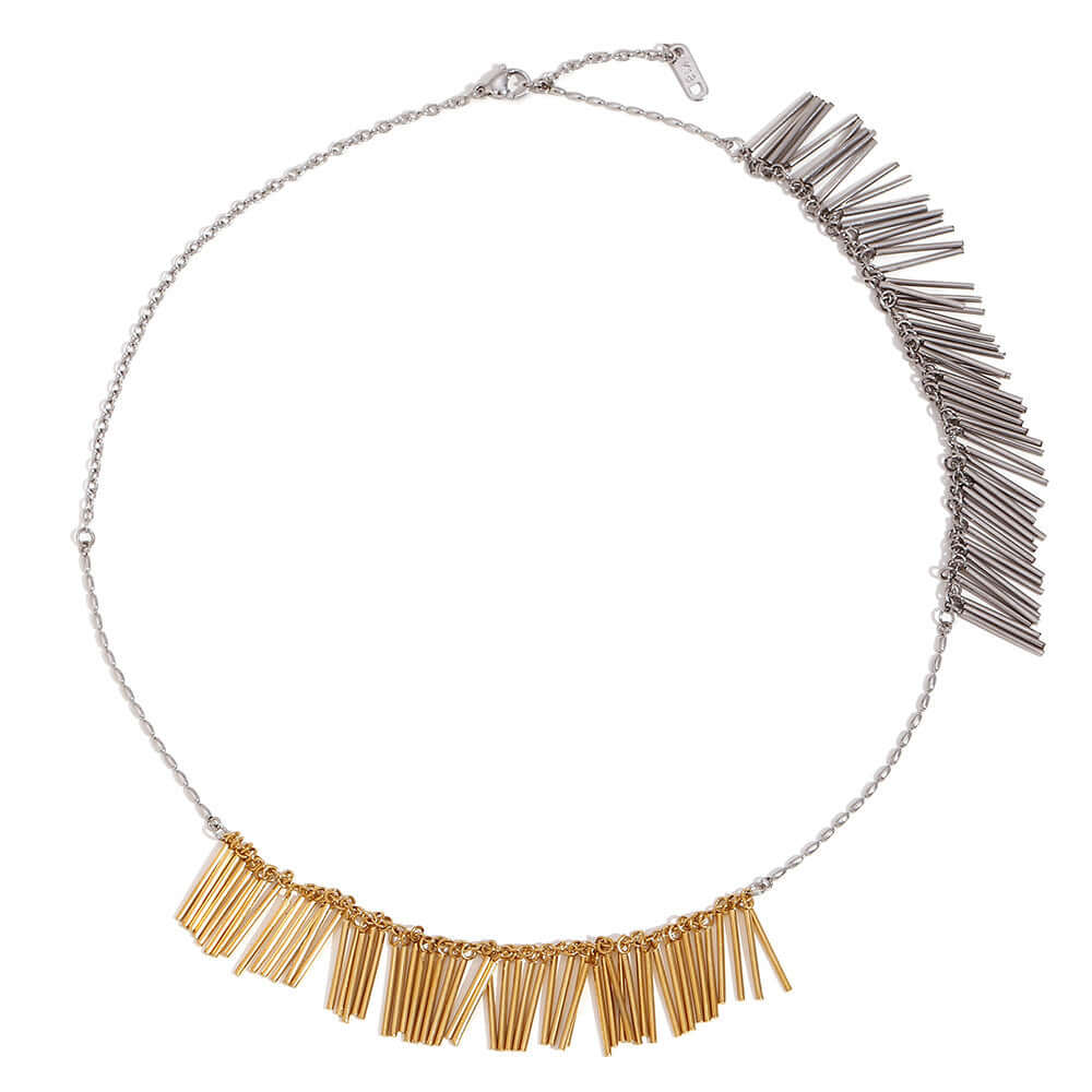 Elegant Gold and Silver Statement Tassel Chain Necklace | Fashion Jewelry for Women | Perfect for Parties, Weddings & Date Nights | N3317