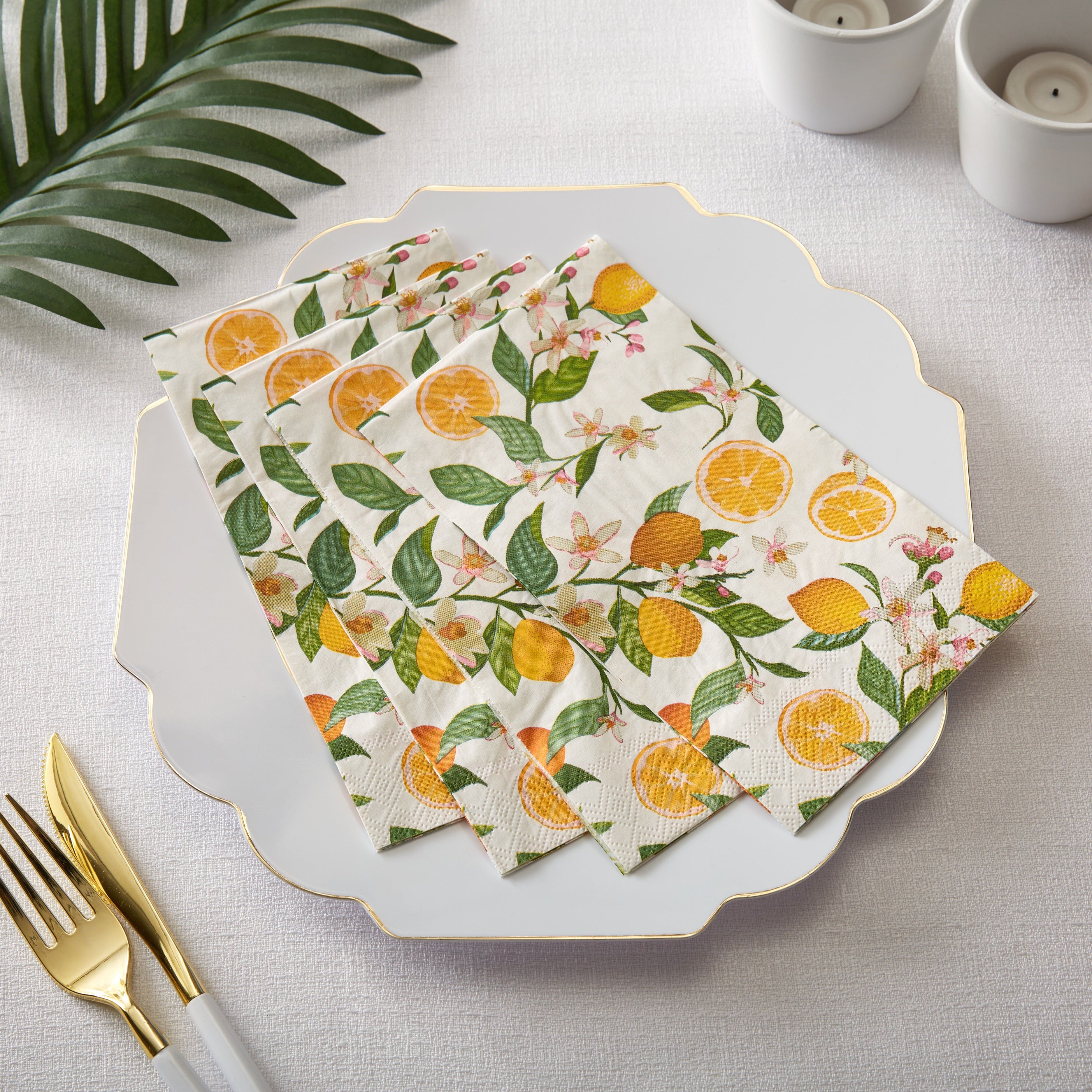 Eco-Friendly Disposable Paper Buffet Napkins - 40 Pack Lemon Yellow for Parties, Picnics & Restaurants | Bulk Paper Napkins for Dining, BBQ, Wedding & Events