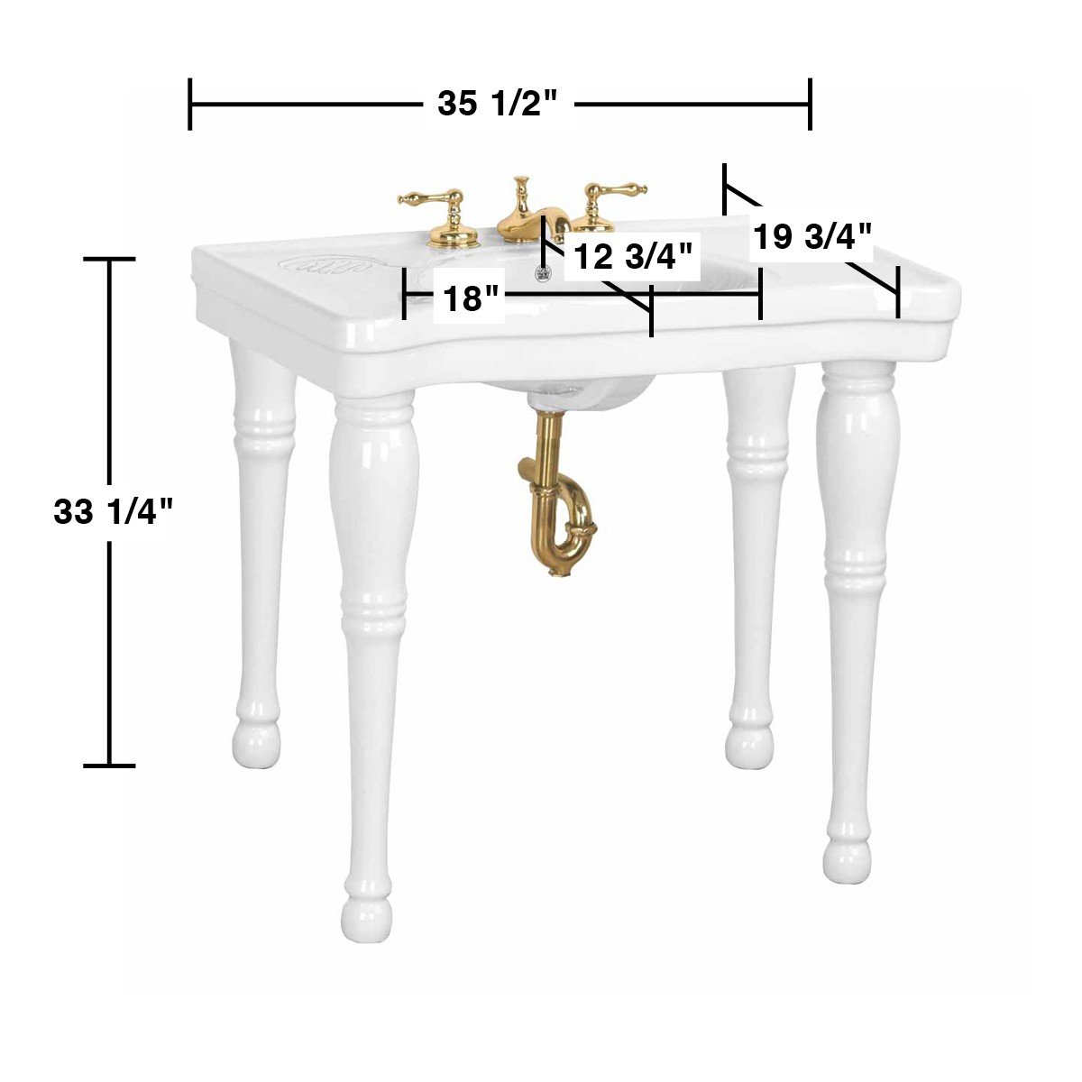 White Belle Porcelain Bathroom Sink 35.5