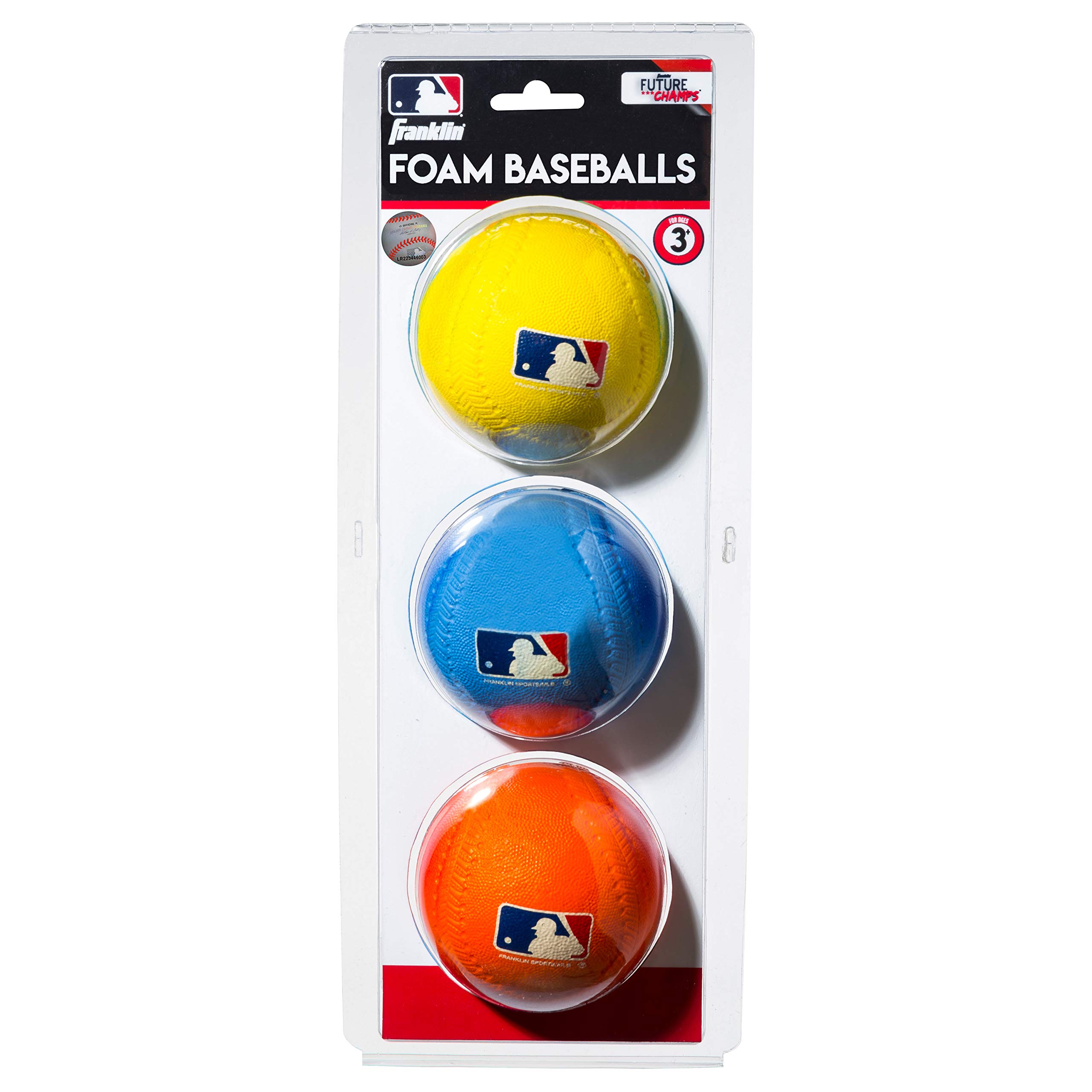 Franklin Sports MLB Licensed Soft Foam Baseballs for Kids - 3 Pack Practice Balls for Hitting, Tossing & Fielding - Safe Indoor/Outdoor Training & Backyard Games - Perfect for Youth Baseball Practice & Family Fun