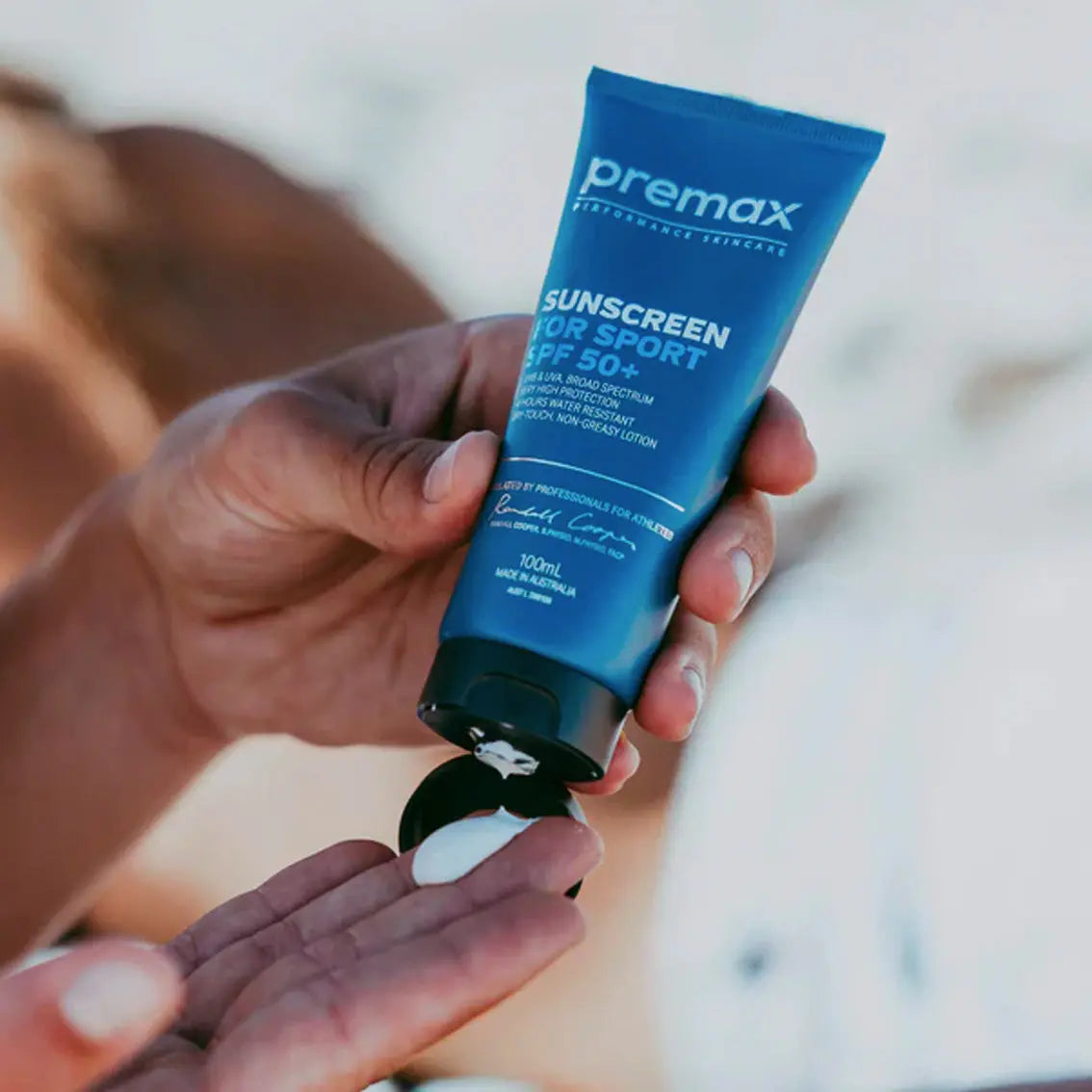 Premax Waterproof Sunscreen SPF 50+ for Sports & Outdoor Activities - Sweat-Resistant Face & Body Sun Protection for Running, Swimming, Hiking & Beach Days
