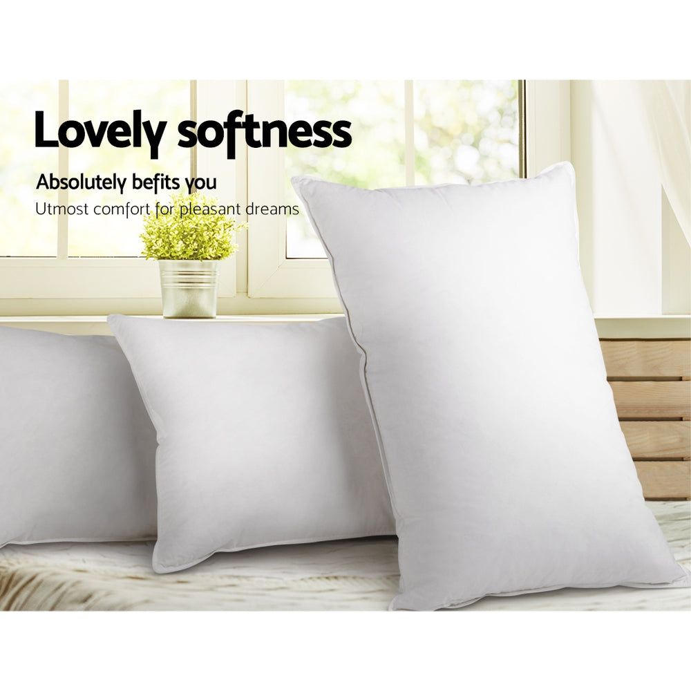Premium Duck Feather Down Pillows Twin Pack - Hypoallergenic & Ultra Soft for Side, Back & Stomach Sleepers - Perfect for Bedroom, Guest Room & Travel