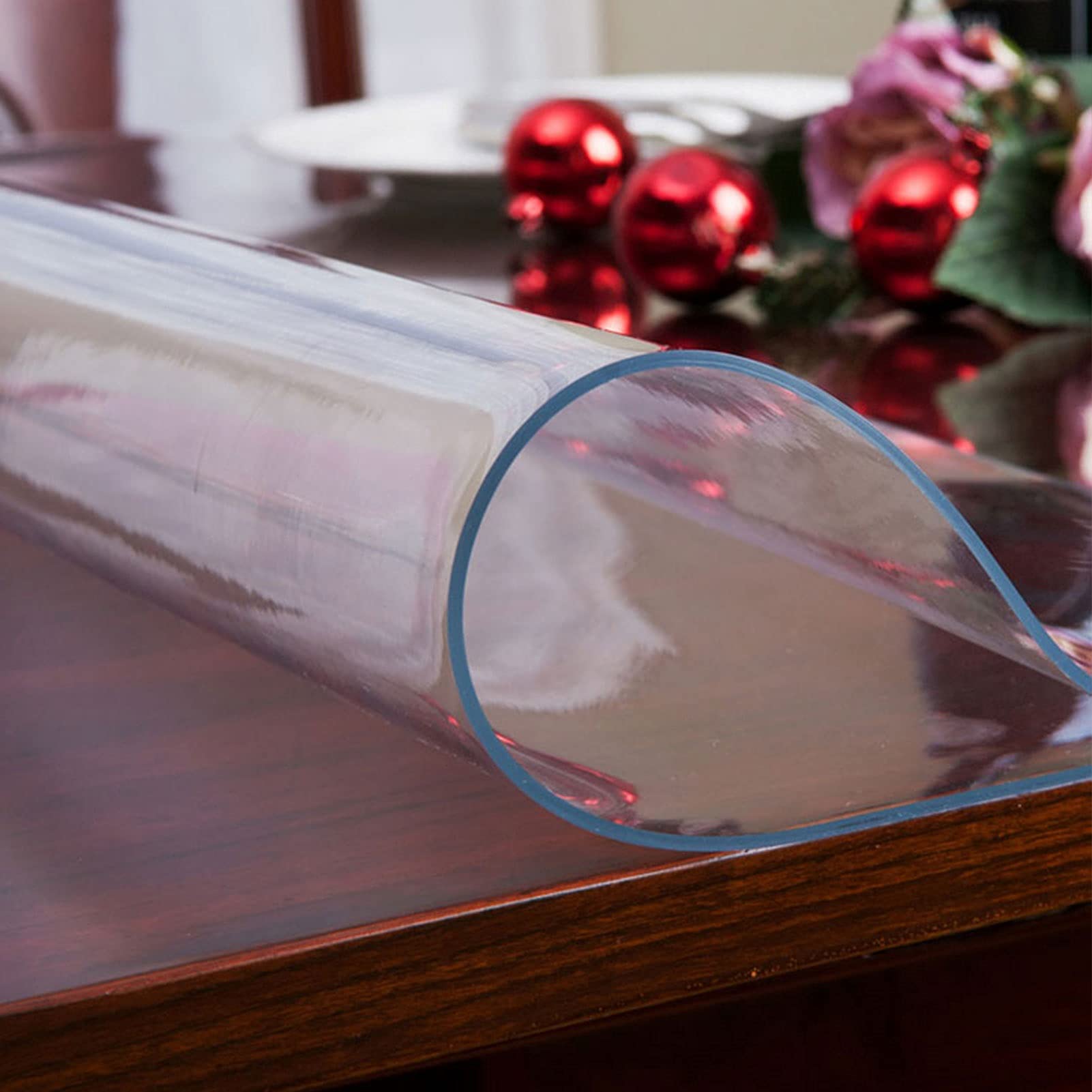 2mm Thick Clear Plastic Table Cover Protector - Waterproof Dining Table Cloth for Kitchen, Wood Grain Table Pad Mat (Custom Size Available) - Perfect for Family Meals, Parties & Home Decor