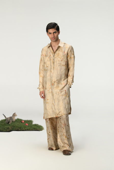 Elegant Ivory Silk Brocade Bullet Kurta for Women | Traditional Indian Embroidered Tunic Top | Perfect for Festivals, Weddings & Special Occasions