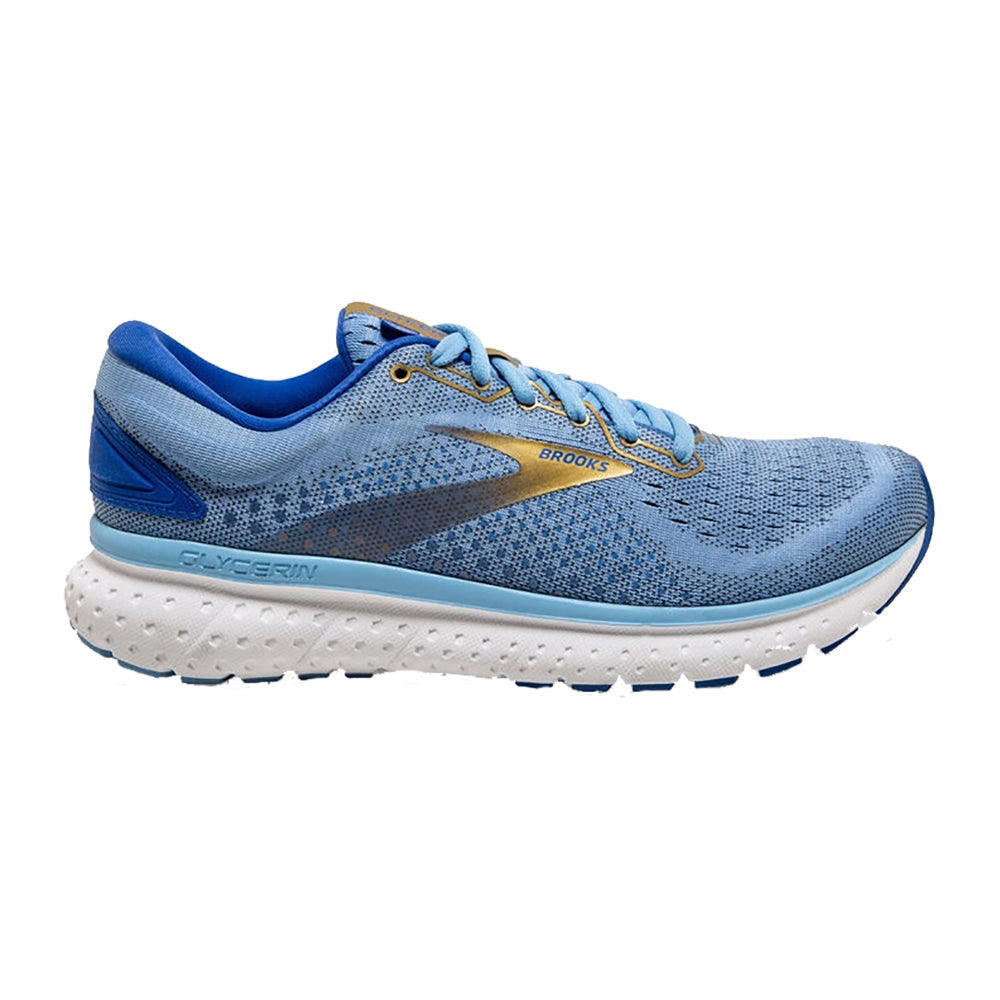 Brooks Glycerin 18 Women's Running Shoes - Light Blue Cushioned Road Sneakers for Jogging, Gym Workouts & Daily Walking