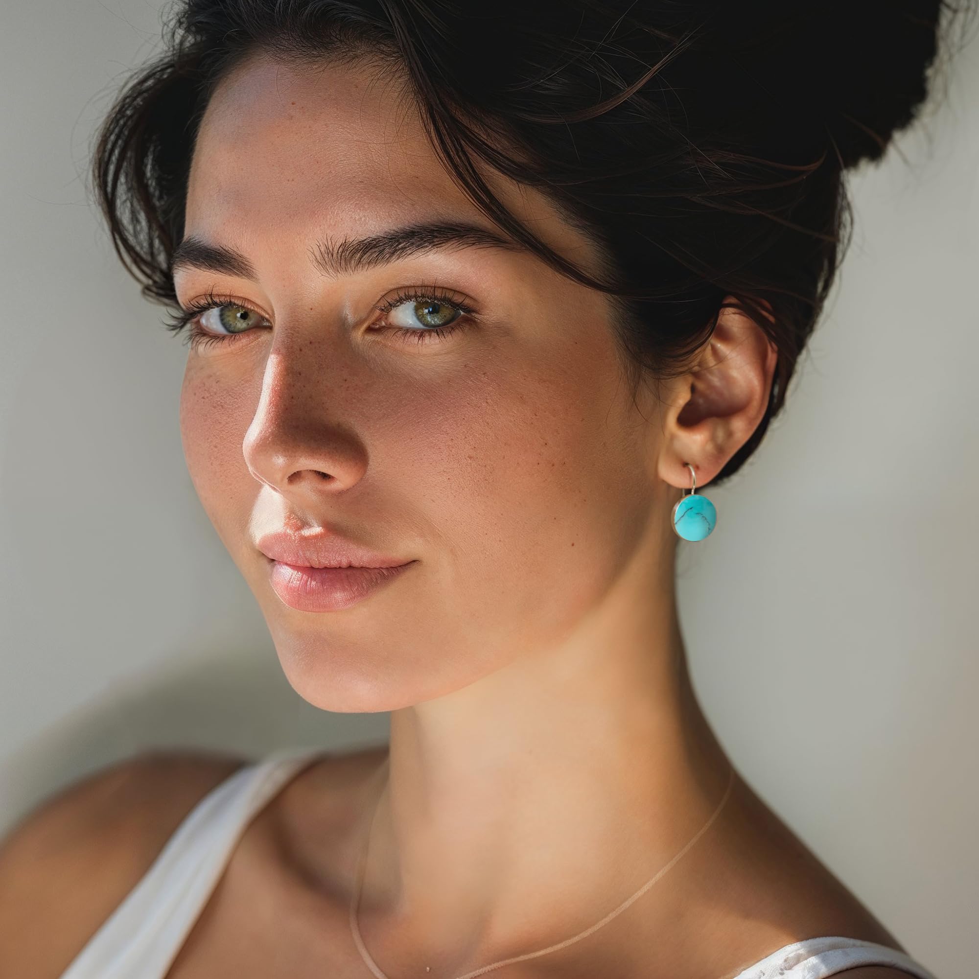 14K Gold Turquoise Dangle Earrings for Women - Solid Gold Statement Earrings - Wedding & Bridal Jewelry - Elegant Turquoise Jewelry for Everyday Wear & Special Occasions
