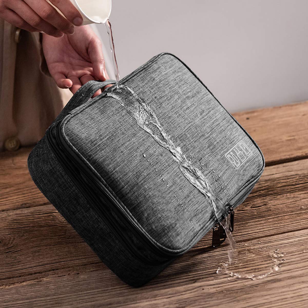 Ruyosn Waterproof Cable Storage Pouch - Large Double Layer Organizer Case for Hard Drives, Cords & Electronics Accessories (Black) | Perfect for Travel, Office & Home Cable Management