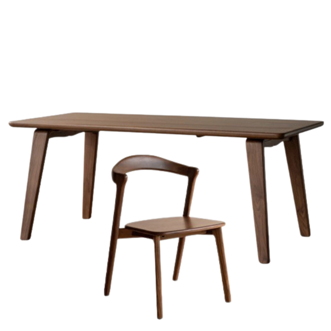 70.8x33.4x29.5 inch / 180x85x75 cm / Walnut Color / Ash dining table + chairs 4 pcs