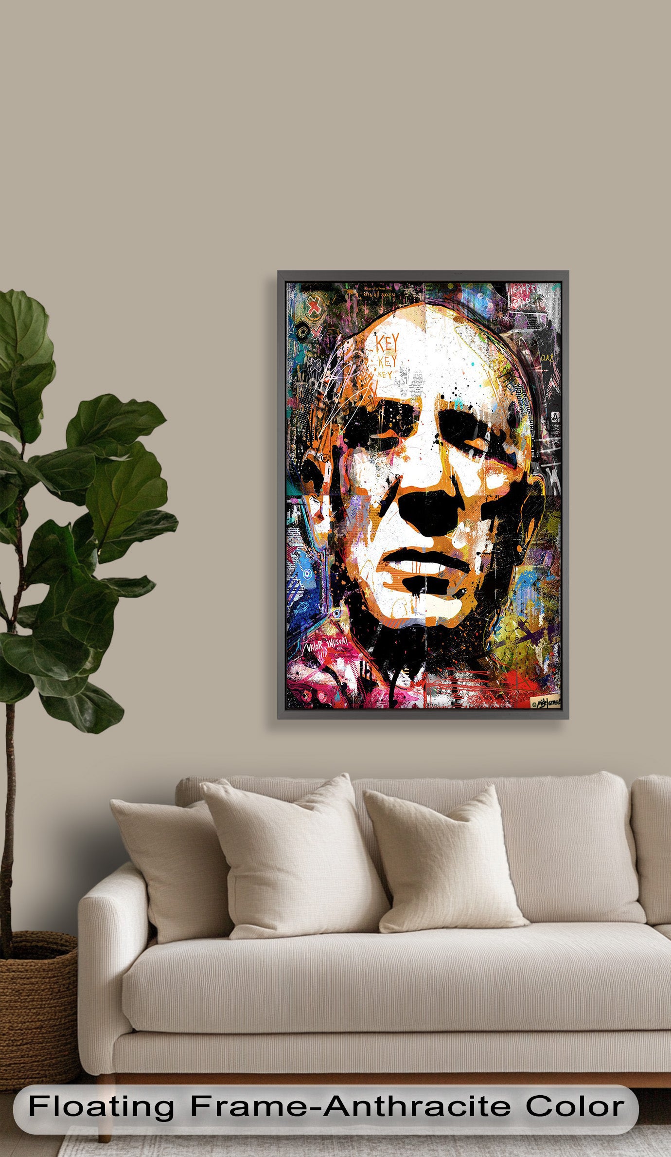 Abstract Urban Face Portrait Wall Art - Modern Pop Art Oil Painting for Living Room, Bedroom & Office Decor