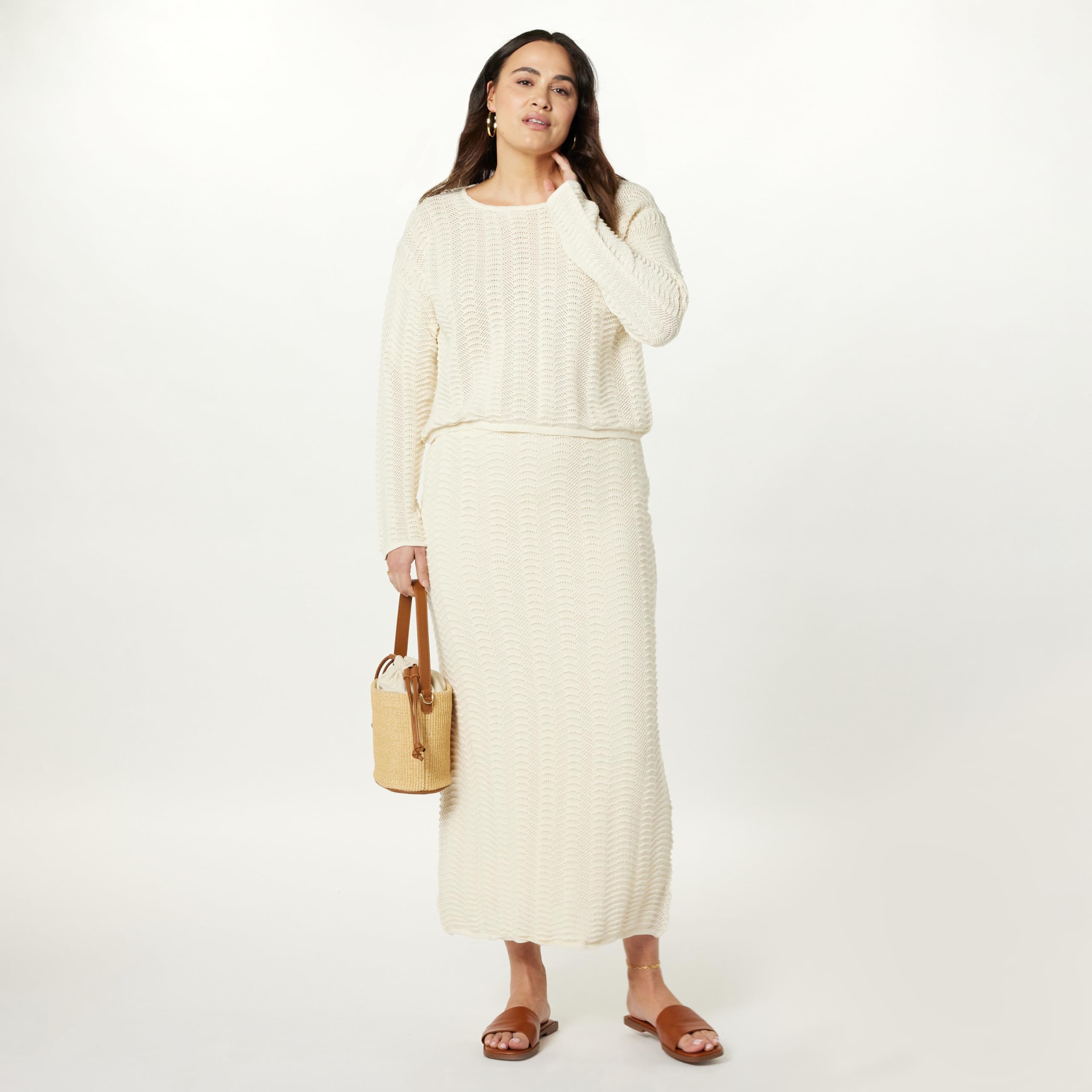 The Drop Women's Makayla Crochet Drop-Shoulder Cropped Pullover Sweater | Boho Chic Lace Knit Top | Perfect for Spring & Summer Outfits, Beach Vacations & Music Festivals