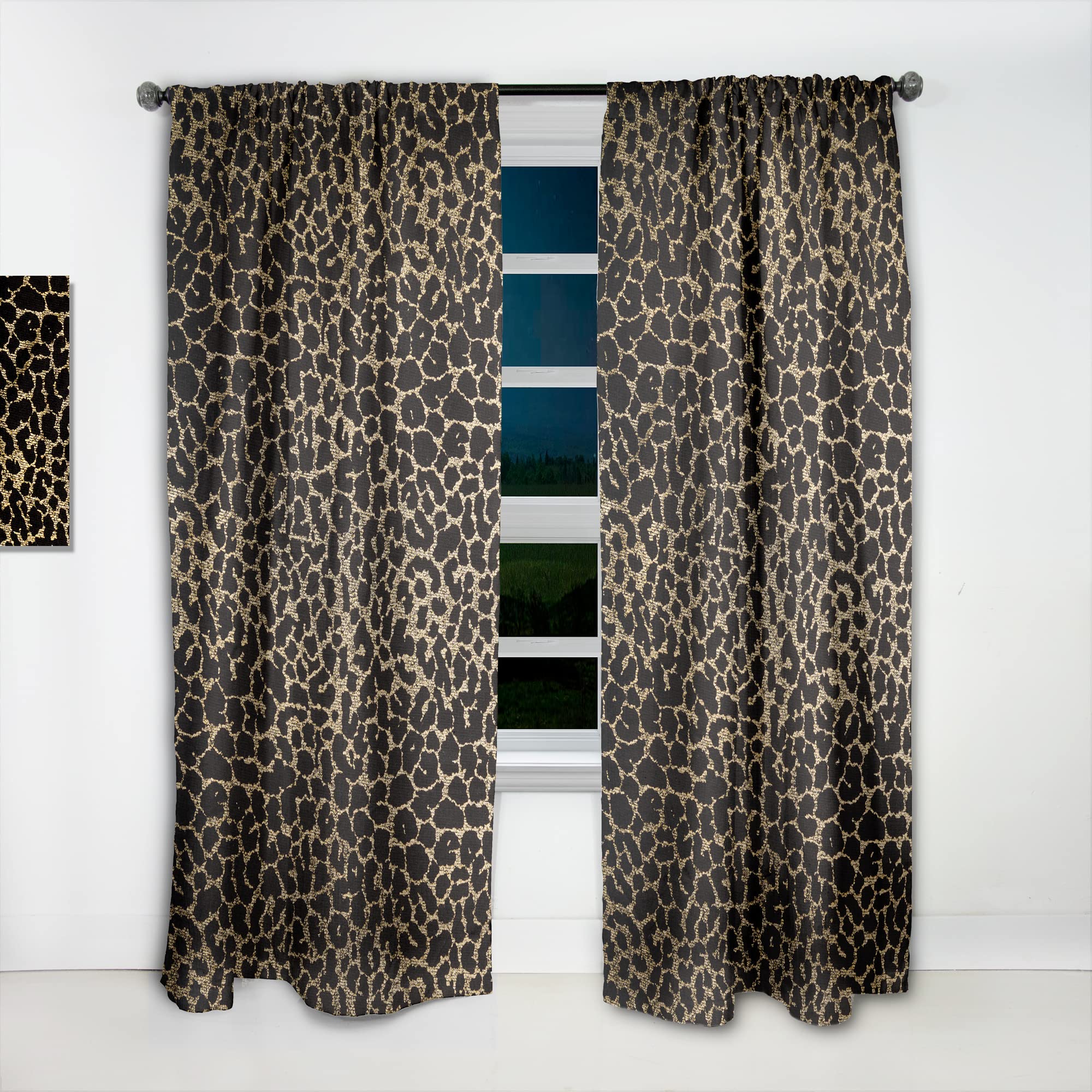 DesignQ Leopard Print Safari Thermal Insulated Curtains - Single Panel 52x63 inches - Blackout Drapes for Bedroom & Living Room | Perfect for Jungle Theme Decor & Energy Saving