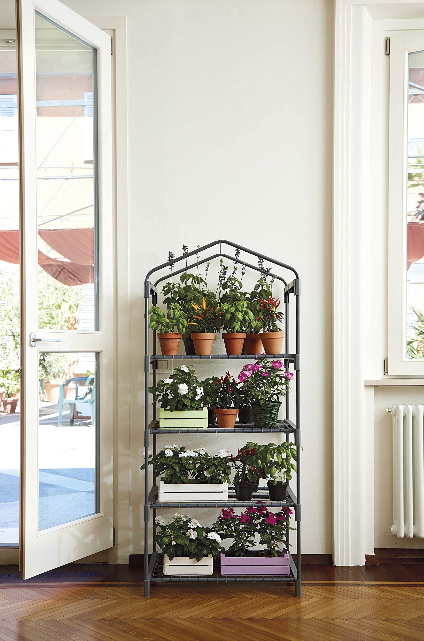 4-Tier Grey Azalea Greenhouse for Indoor/Outdoor Plants - Perfect for Gardening, Flowers, and Herbs
