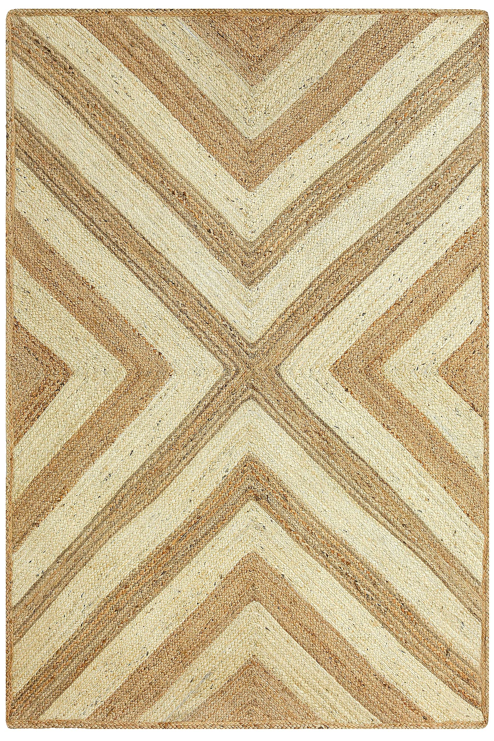 Abani Premium Natural Fiber Woven Chevron Jute Area Rug 8x10 - Farmhouse Bohemian Style Textured Rug for Dining Room, Living Room & Bedroom | Eco-Friendly Home Decor | 7'9