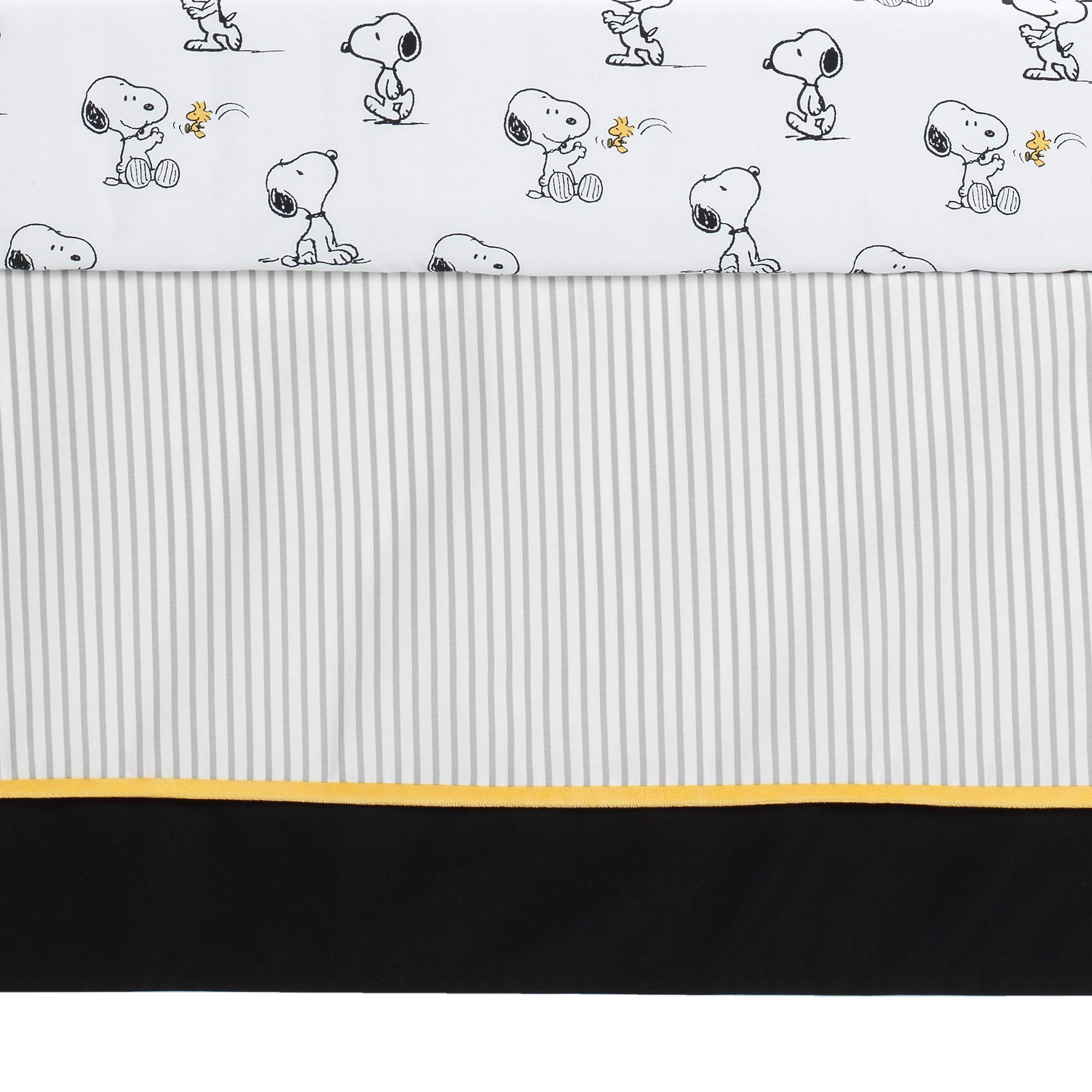 Lambs & Ivy Classic Snoopy 3-Piece Baby Crib Bedding Set - White, Black & Gray - Soft Nursery Bedding for Boys & Girls - Perfect for Baby Showers & Newborn Gifts