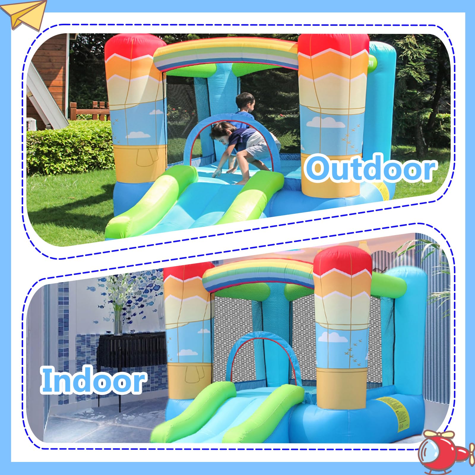 Doctor Dolphin Indoor Bounce House for Kids with Blower - Inflatable Jump House for Toddlers, Birthday Gift (350W Blower Included) - Perfect for Indoor Playrooms, Backyard Parties & Family Gatherings