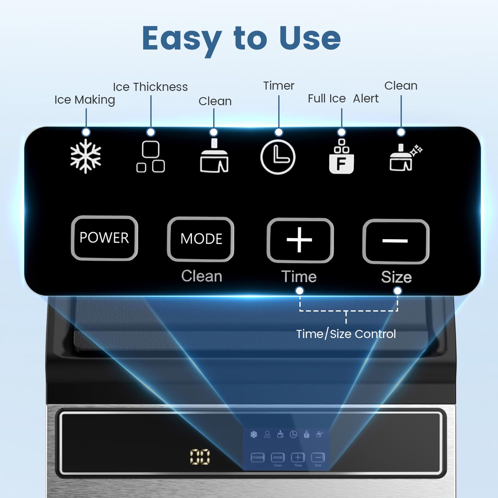 COWSAR 100 lbs/24H Commercial Ice Maker Machine - 45 Ice Cubes per Cycle, Self-Cleaning Stainless Steel Under Counter Ice Machine with 48-Hour Timer for Bars, Cafes, Restaurants & Home Use - Perfect for Cocktails, Beverages & Food Preservation