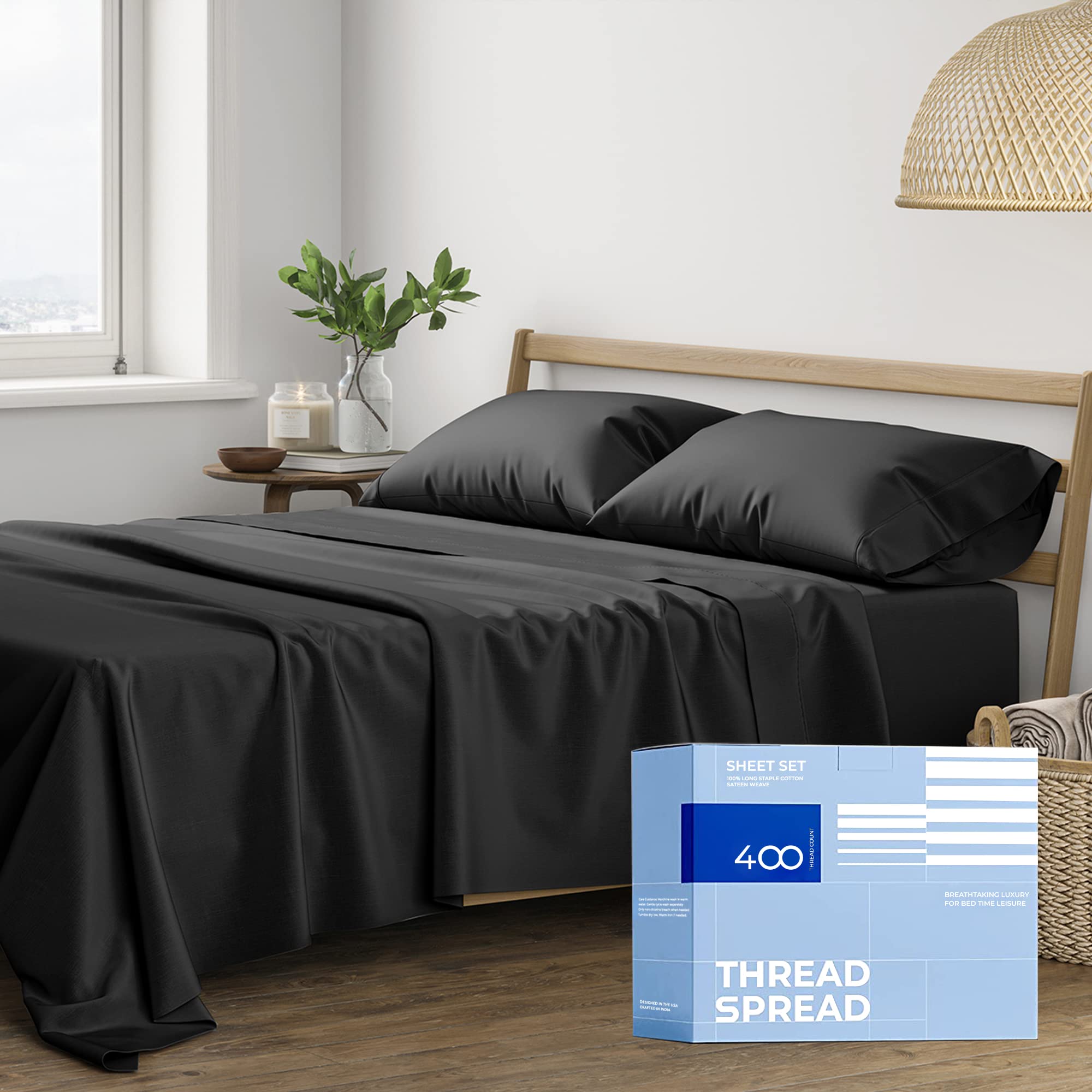 Premium 400 Thread Count 100% Cotton Twin XL Sheet Set - 3 PC Cooling Bed Sheets with 16