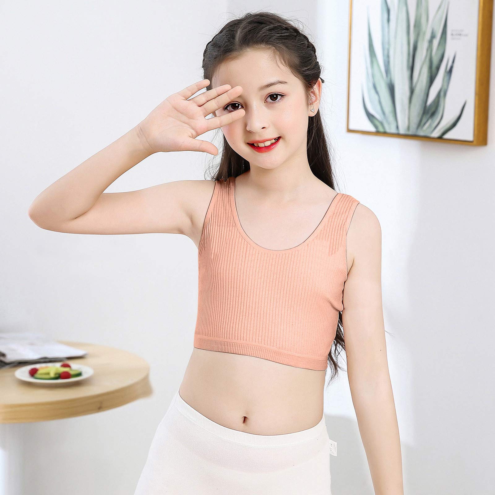 Girls' Cotton Built-up Stretch Sports Bra - Breathable Training Bras for Active Girls - Perfect for Yoga, Running & Gym Workouts