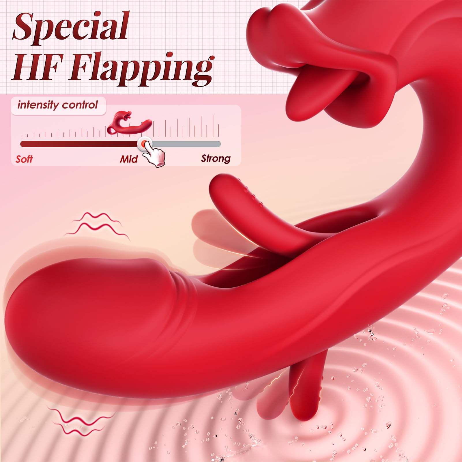 7-in-1 Rose Thrusting Vibrator - G Spot & Clitoral Stimulator with Flapping, Vibrating, Licking & Sucking Modes | Rechargeable Adult Sex Toy for Women & Couples | Perfect for Solo Play, Foreplay & Intimate Moments