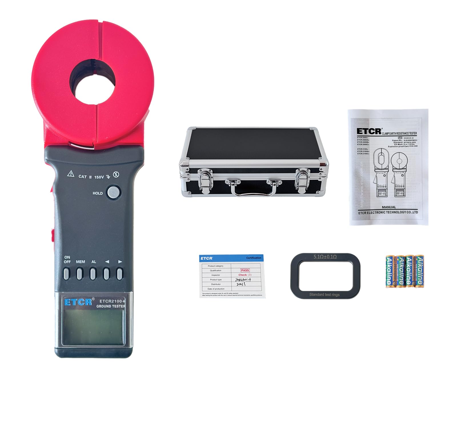 ETCR2100+ Digital Clamp Ground Earth Resistance Meter Tester 0.01-1200Ω - Professional Electrical Testing Tool for Industrial, Commercial & Home Use