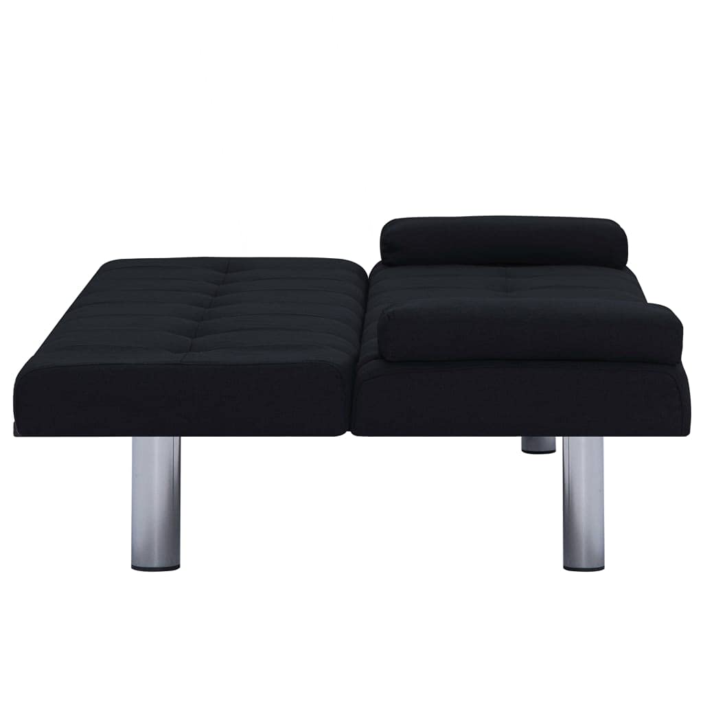 CHARMMA Convertible Sofa Bed - Tufted Split Back Futon Couch for Living Room, Small Space Linen Reclining Sleeper with 2 Pillows, Black | Perfect for Guest Rooms, Apartments & Studio Living