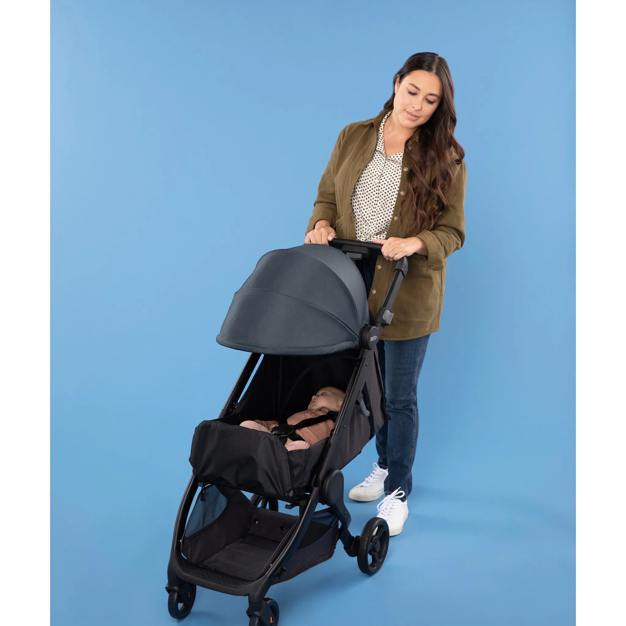 Metro+ Compact City Stroller - Lightweight Foldable Baby Stroller for Urban Travel, Slate Grey | Perfect for Shopping, Commuting & City Adventures