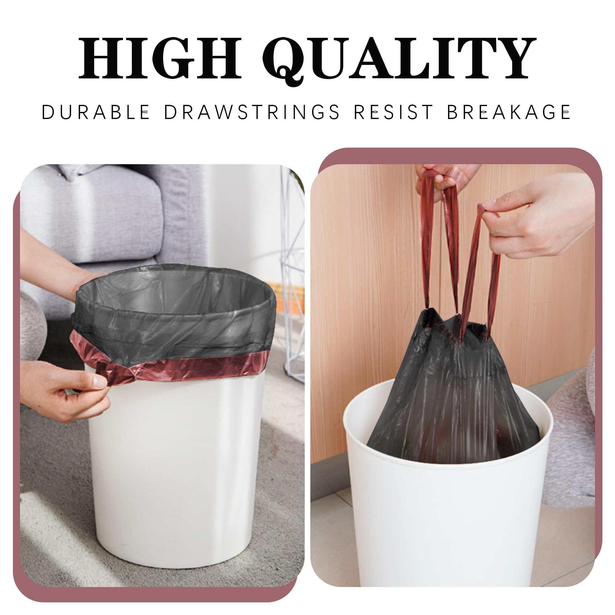 8 Gallon Trash Bags 120 Count - Heavy Duty Drawstring Garbage Bags for Kitchen, Office & Home - 22.06