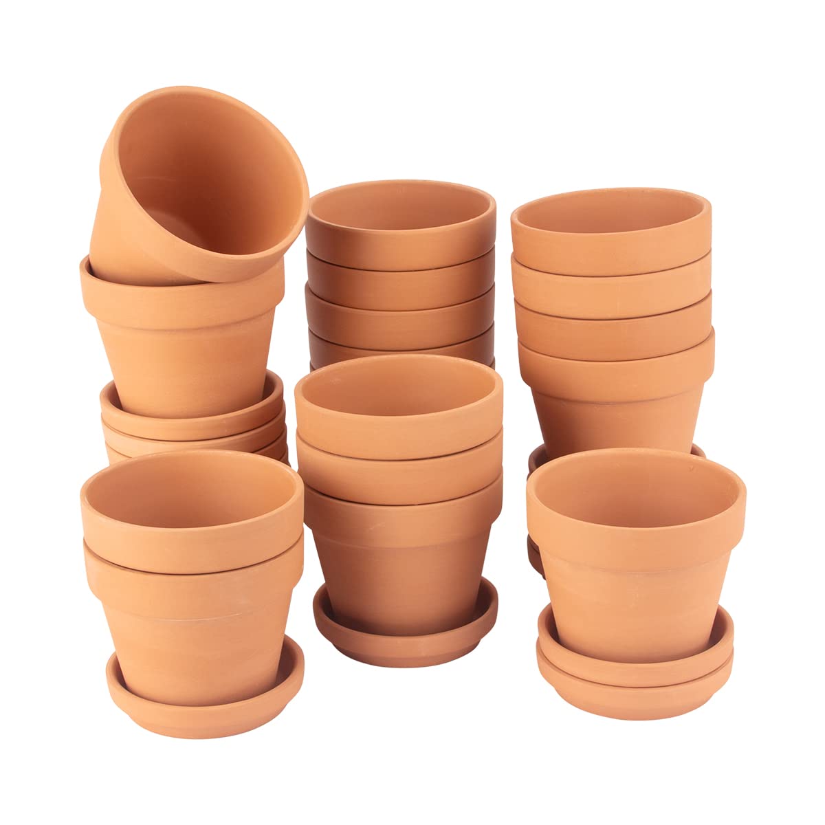 17 Pack 4 Inch Terracotta Clay Pots with Saucers - Ceramic Planter Pots for Cactus, Succulents, Flowers | Indoor & Outdoor Gardening, Home Decor, Nursery Planting (4 Inch)