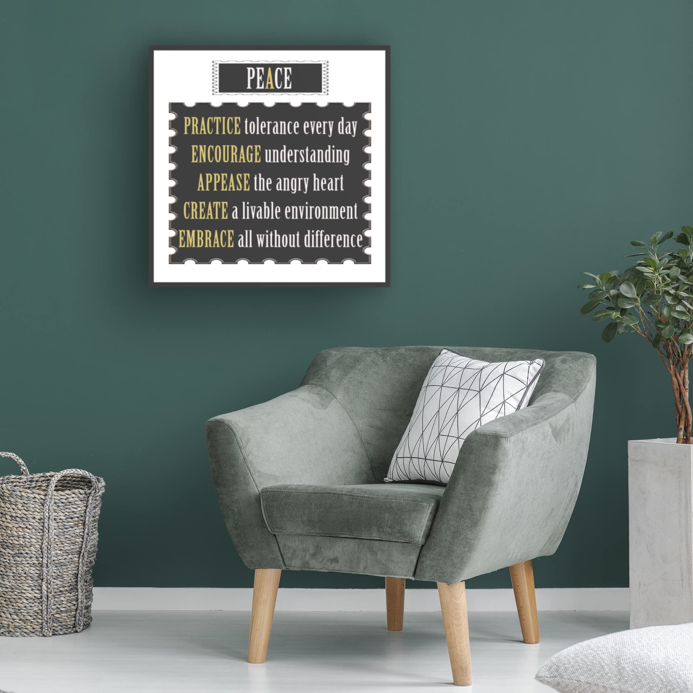 Trademark Fine Art 'Peace Word Art' Canvas Print by Richard Homawoo - Inspirational Wall Decor for Living Room, Bedroom & Office