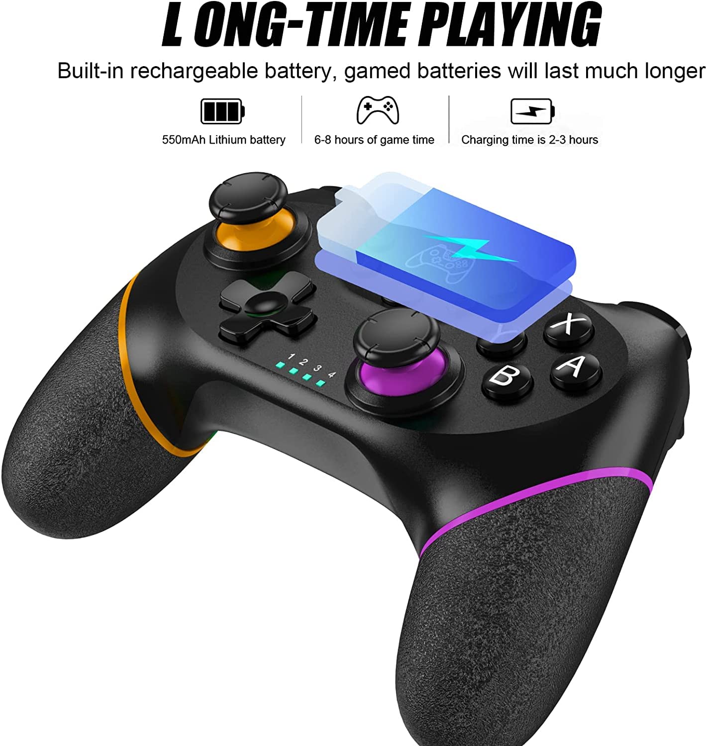 Wireless Switch Pro Controller with Bluetooth, Dual Shock, 6-Axis Gyroscope & Turbo Function - Compatible with Nintendo Switch - Perfect for Gaming, Travel & Multiplayer Fun