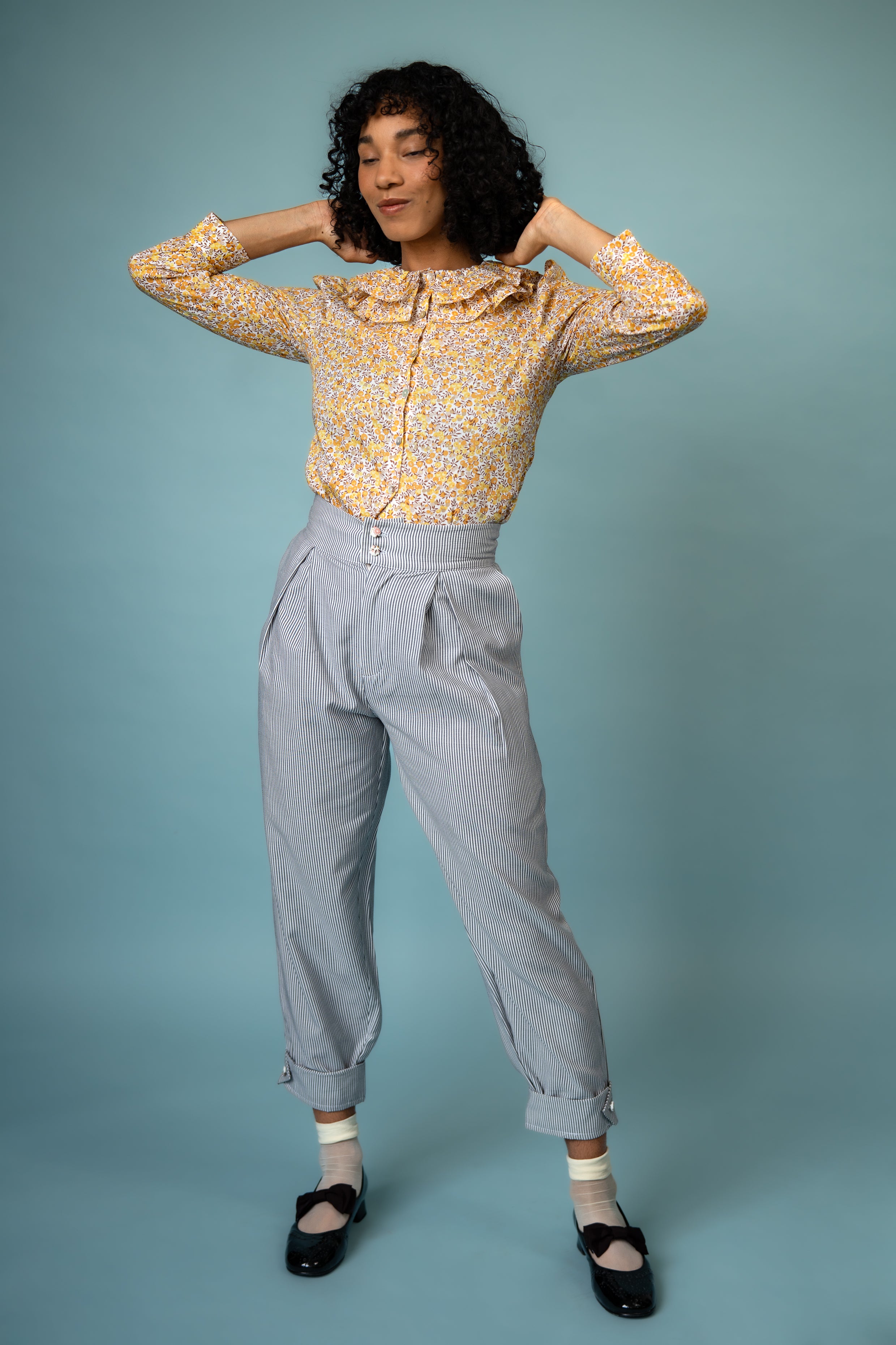 Pierrot Blouse Women's Vintage Mustard Yellow Top - Boho Chic Loose Fit Blouse for Casual Wear & Date Night
