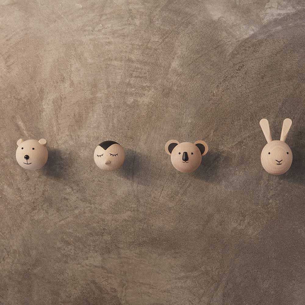 OYOY Mini Wall Hook - Natural Koala Wood Hooks for Hanging Keys, Hats & Coats - Perfect for Entryway, Bathroom & Bedroom Organization