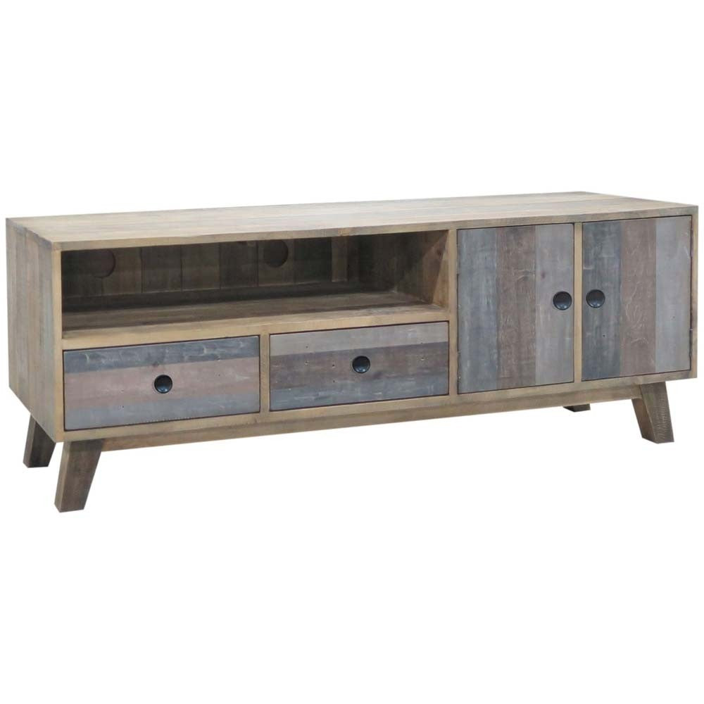 Modern Mango Wood TV Stand Entertainment Center 160cm - Grey Finish, Corso Italy - Perfect for Living Room, Home Theater & Media Storage