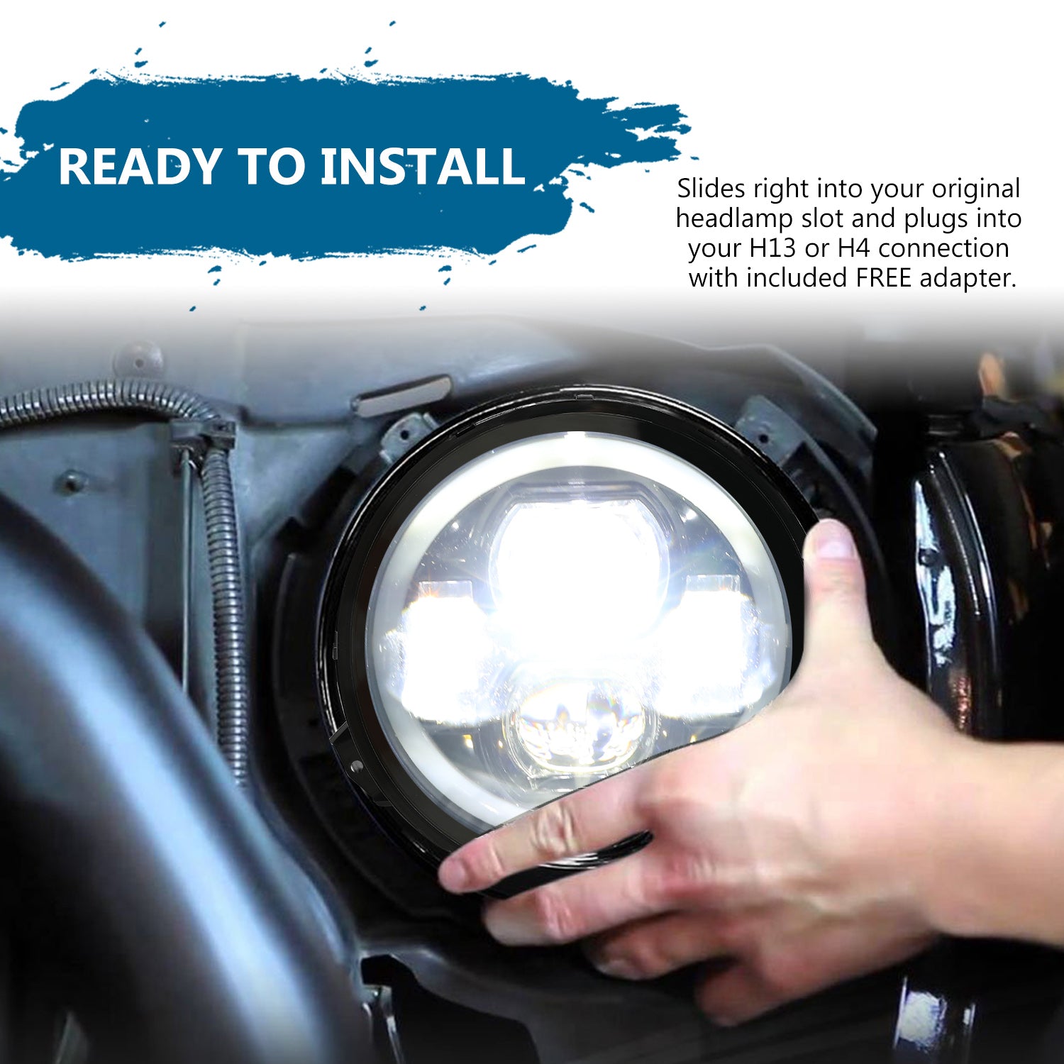 9 Inch LED Headlights with DRL & Amber Turn Signal for 2018-2025 Jeep Wrangler 4xe JL/JLU & JT Gladiator - 2PCS Set - Upgrade Off-Road Lighting for Night Driving & Adventure