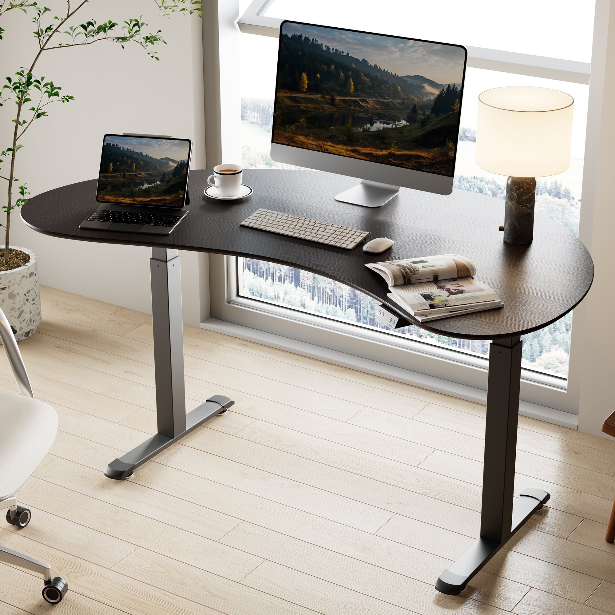 Ergonomic Cashew-Shaped Standing Desk - 70