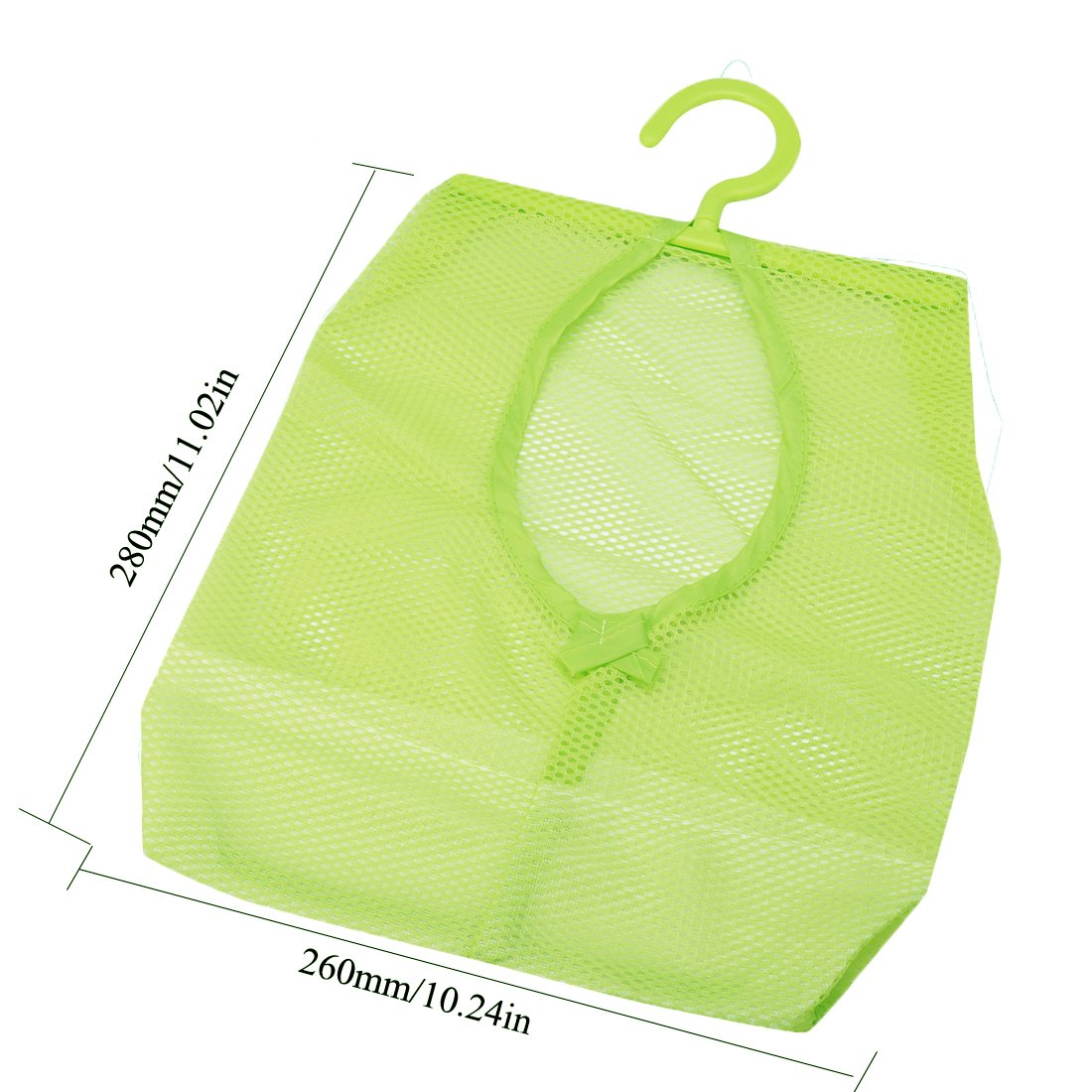 Andux 3-Pack Colorful Mesh Hanging Storage Bags - Shower Organizer, Closet Hamper, Clothes Collection with Clips (Green, SNWD-01) - Perfect for Bathroom, Laundry Room & Dorm Organization