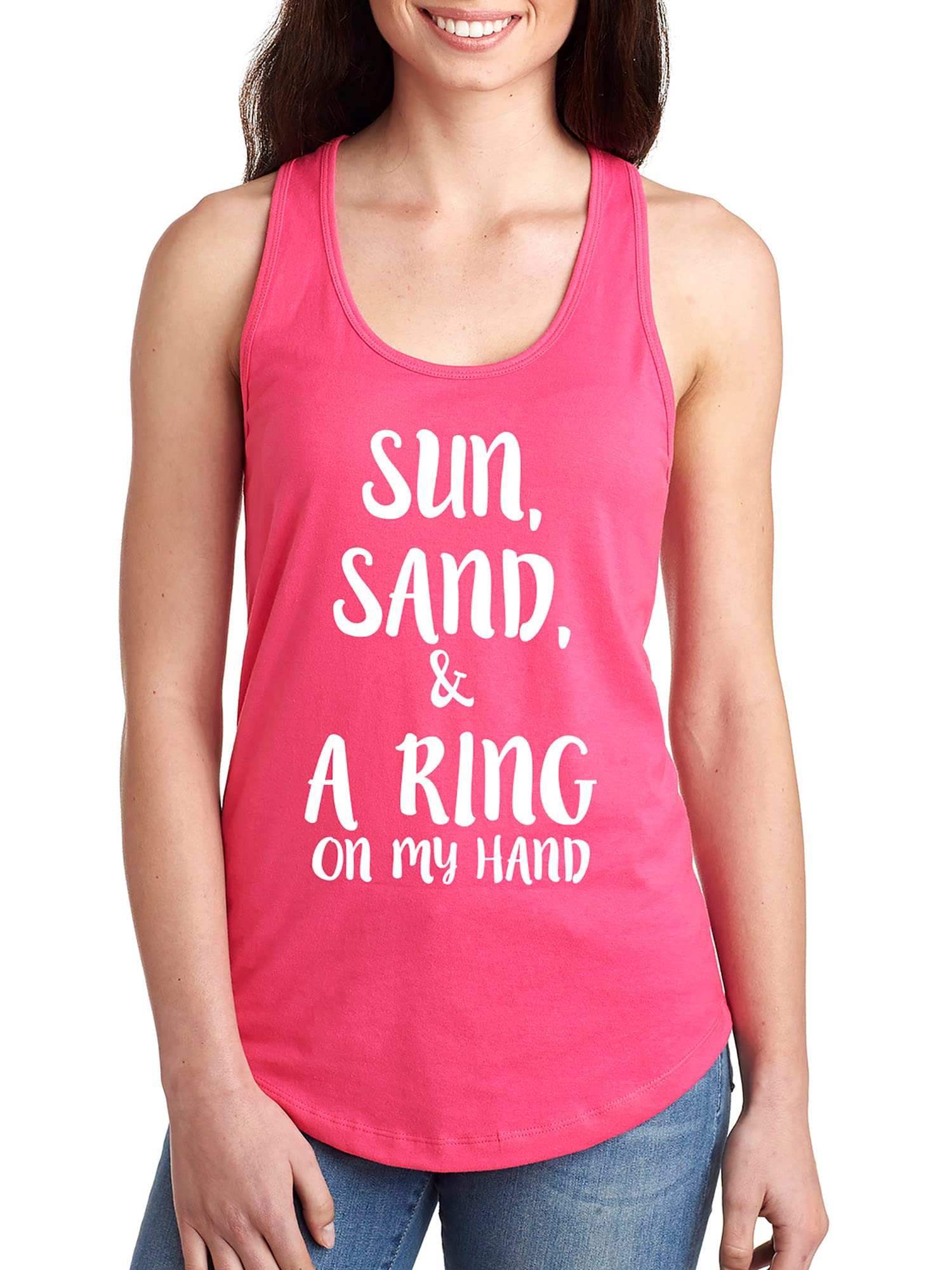 Sun, Sand & Hand Ring Racerback Tank Top - Perfect for Beach Vacations, Summer Outings & Casual Wear